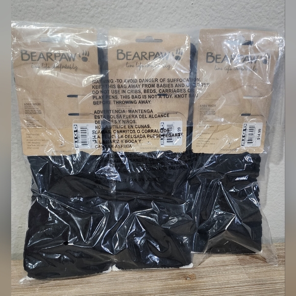 Bearpaw Super Soft Knee High Black Socks NWT 3 Pairs - Picture 3 of 3